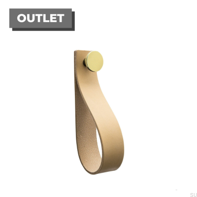 Cintre mural en cuir naturel avec sangle en boucle et doré