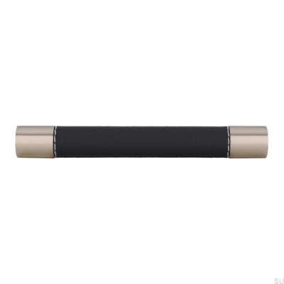 Poignée de meuble oblongue H170 128 Métal et Cuir Noir