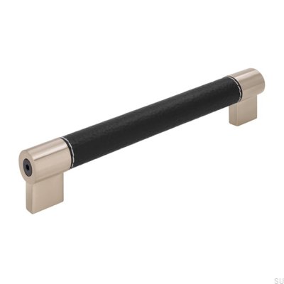 Poignée de meuble oblongue H170 160 Métal et Cuir Noir