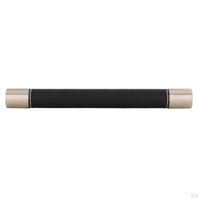 Poignée de meuble oblongue H170 160 Métal et Cuir Noir