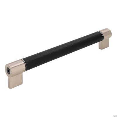 Poignée de meuble oblongue H170 192 Métal et Cuir Noir