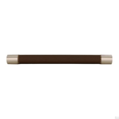Poignée de meuble oblongue H170 192 Métal et Cuir Marron