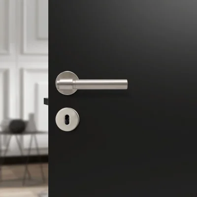 Poignée de porte scandinave standard Helix 200 en métal argenté uni