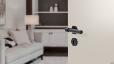 Poignée de porte Helix 200, métal, noire, serrure modulaire