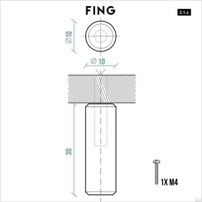 Bouton de meuble Fing en laiton non peint