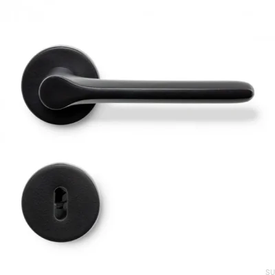 Poignée de porte Sintra Aluminium Noir Mat Serrure modulaire
