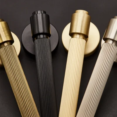 Poignée de porte Helix Stripe 200 argent brossé, serrure modulaire