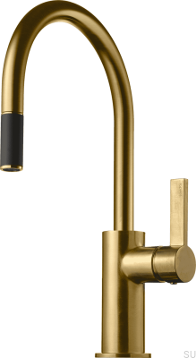Robinet de cuisine avec bec extractible ARM375 Laiton Brossé Miel Or
