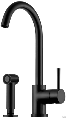 Robinet de cuisine deux trous avec douche EVO200, laiton noir mat