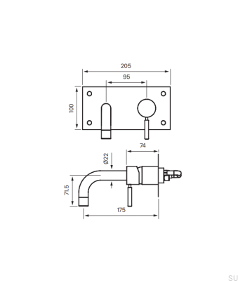 Robinet de lavabo BOX006, Laiton Or Miel