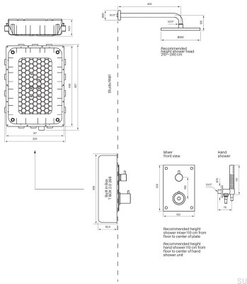 Ensemble de douche avec robinet thermostatique à pression BOX7268 ED2 Laiton Nickelé Brossé