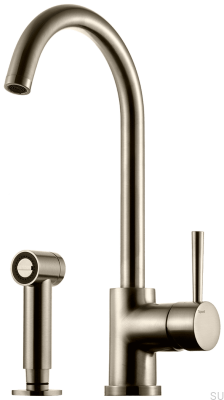 Robinet de cuisine deux trous avec douche EVO200, Laiton Nickel Brossé