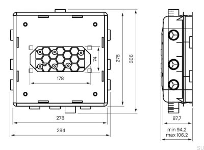 Boîte de montage pour le robinet de douche T BOX 2.0 Small ABS