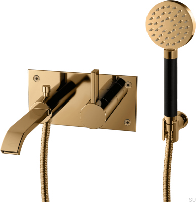 Robinet de baignoire thermostatique mural ARM036 Laiton poli non peint avec noir