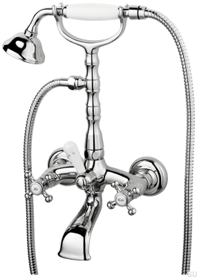 Robinet de baignoire avec pomme de douche FBLV023-150 Classic Laiton Chrome