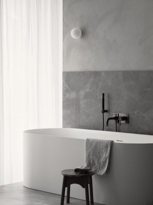 Robinet pour baignoire et douche avec pomme de douche et flexible BOX026, Laiton chromé