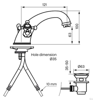 VLV065 Robinet pour lavabo Classic, laiton chromé