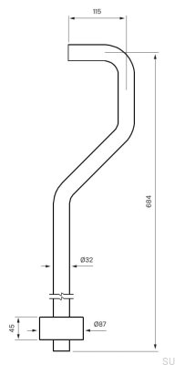 Tuyau siphon type S XA22 Laiton Noir Chrome