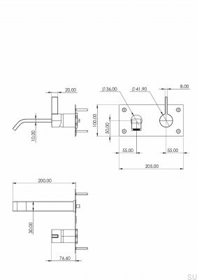 Robinet de lavabo ARM006, cuivre brossé, non peint