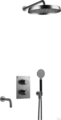 ARM7368 ED2 Ensemble de douche en laiton noir brossé et chrome