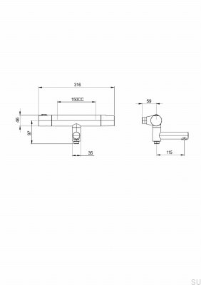 Robinet de baignoire thermostatique mural ARM022-150 Laiton Nickel Brossé