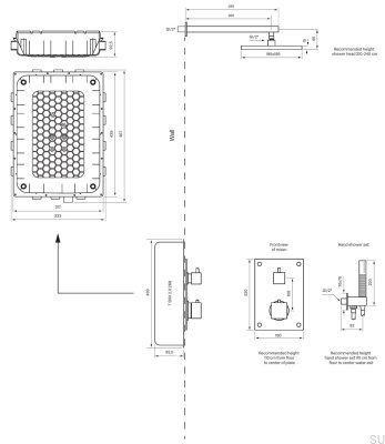 Ensemble de douche avec robinet thermostatique à pression BOX8268 SQUARE ED2 Laiton Chromé