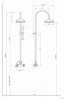 Ensemble de douche Classic XCOL000-150, laiton poli, non peint