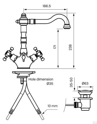 Robinet de lavabo FBLV075, laiton chromé