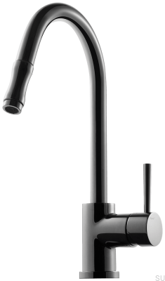 Robinet de cuisine avec bec extractible EVO185 Laiton Noir Chrome