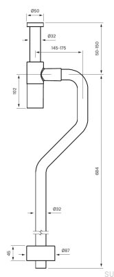 Siphon de lavabo avec tube en S XA200, Laiton Marron 