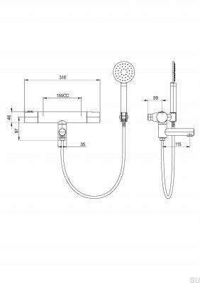 Robinet de baignoire thermostatique mural ARM026-150 Laiton Marron