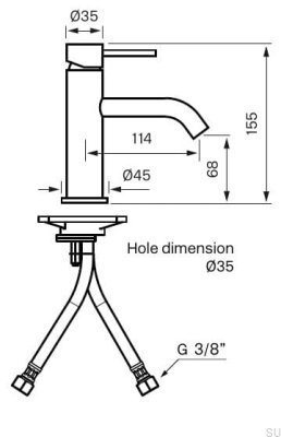 Robinet de lavabo EVM072, laiton nickelé brossé