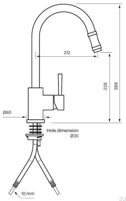 Robinet de cuisine avec bec extractible EVO185, laiton chromé