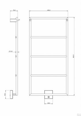 Radiateur de salle de bain TW800-400 Acier Miel Or PVD