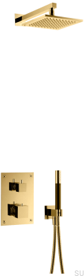 Ensemble de douche avec robinet thermostatique à pression BOX8268 SQUARE ED2 Laiton Poli Non Peint