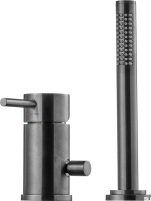 Robinet de baignoire avec pomme de douche BI048, Laiton, Chrome Brossé Noir 