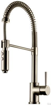 Robinet de cuisine avec bec extractible EVO176, Laiton Nickel Brossé