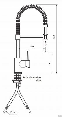 Robinet de cuisine avec bec extractible EVO176, Laiton Nickel Brossé