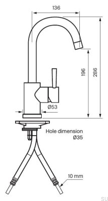 Robinet de cuisine EVO078, cuivre brossé, non peint