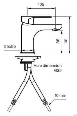 Robinet de lavabo SY071, laiton chromé