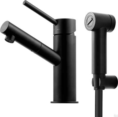 Robinet de lavabo-bidet BI069, laiton noir mat