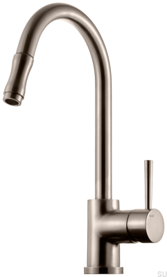 Robinet de cuisine avec bec extractible EVO185, Laiton Nickel Brossé