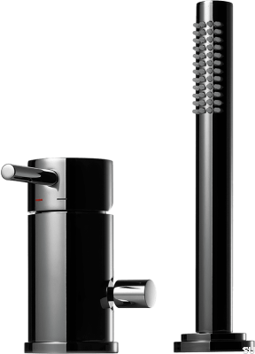 Robinet de baignoire avec pomme de douche BI048, Laiton, Chrome Noir