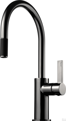Robinet de cuisine avec bec extractible ARM375, Laiton, Chrome Noir