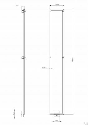 Radiateur de salle de bain TW1500-200 Acier Noir Chrome PVD