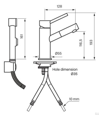 Robinet de lavabo-bidet BI069, laiton chromé