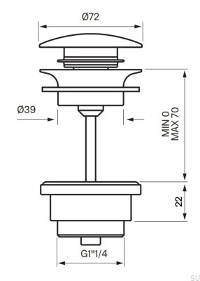 Bouchon de lavabo universel 68400 Cuivre Brossé Non Peint
