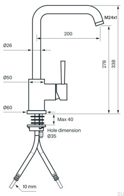 Robinet de cuisine EVO980, laiton nickel brossé