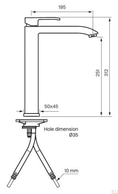 Robinet pour lavabo LES081, laiton chromé
