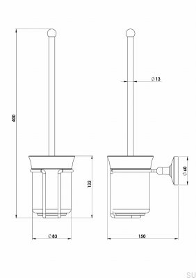 Brosse WC classique en laiton poli TA220, non laquée